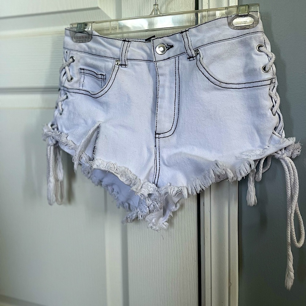Forever 21 White Lace Up Shorts